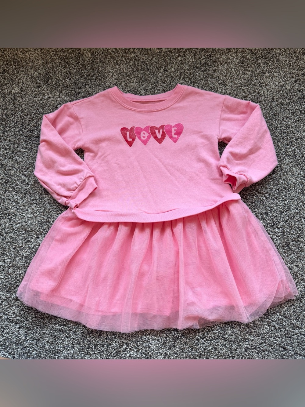 Carter's Pink 'Love' Heart Tulle Sweatshirt Dress